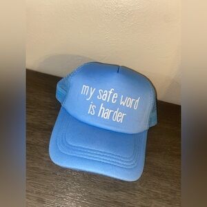 Blue Trucker Hat with White Text